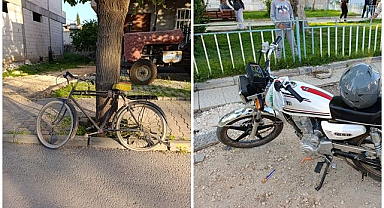 Motosiklet ile bisiklet çarpıştı
