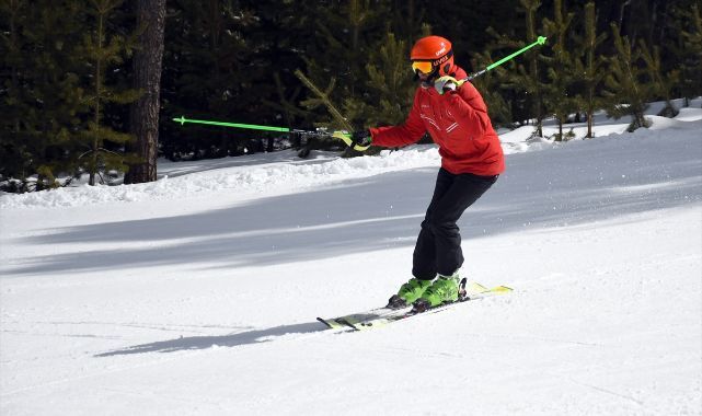 Nisan ayında kayak keyfi yaptılar