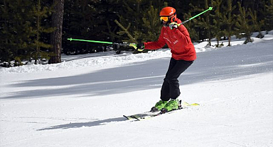 Nisan ayında kayak keyfi yaptılar