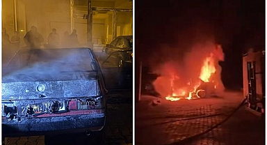 Park halindeki araç alev alev yandı   