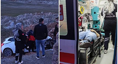 Şarampole yuvarlanan araçtaki 5 kişi ölümden döndü  