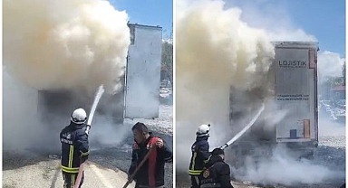 Seyir halindeki tırın dorsesinde yangın