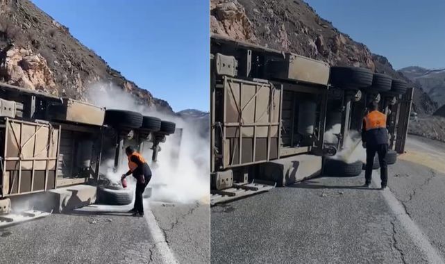 Tır kazasında facia önlendi