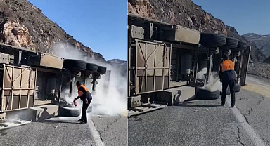 Tır kazasında facia önlendi