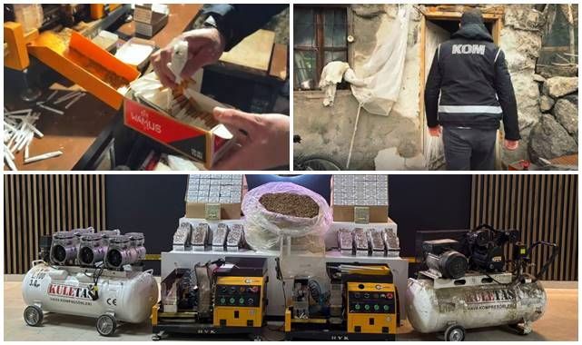 Tortum'da kaçak sigara imalathanesine baskın!