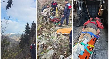 Yaylada düşerek yaralanan vatandaş helikopterle kurtarıldı