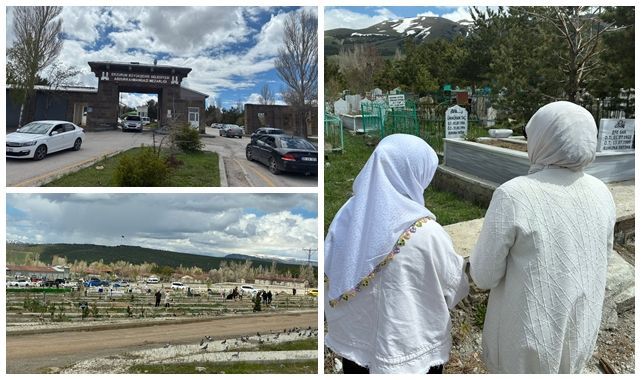 Arefe günü Erzurum'da mezarlıklar doldu taştı