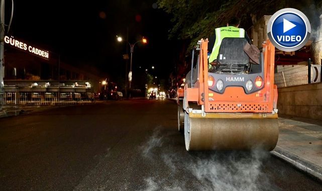 Asfalt mesaisi gece de sürüyor  