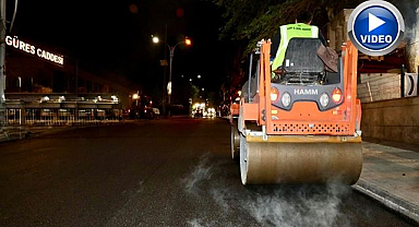 Asfalt mesaisi gece de sürüyor  