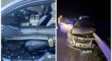 Bariyere çarpan otomobilde can verdi!