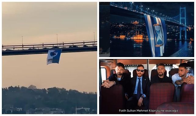 Boğaz’da mavi beyaz gurur! Erzurumspor bayrağı FSM Köprüsü’nde