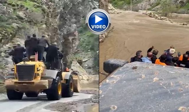 Dere taştı! İşçiler kepçeyle taşındı   