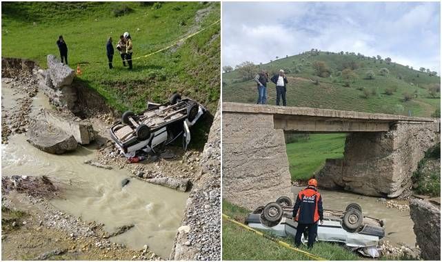 Köprüden düşen otomobildeki 1 kişi öldü
