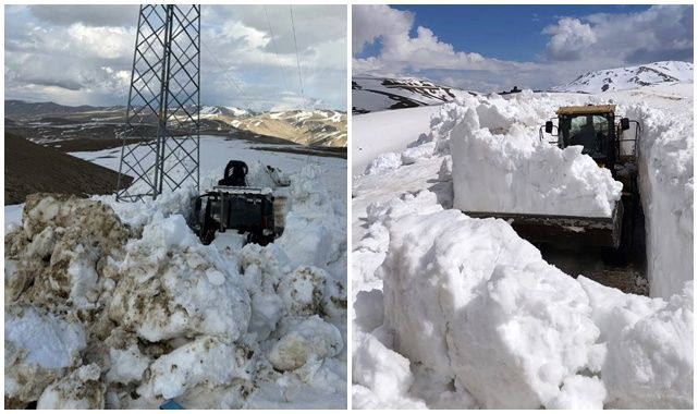 Mayısta 3 metrelik kar yolu kapattı