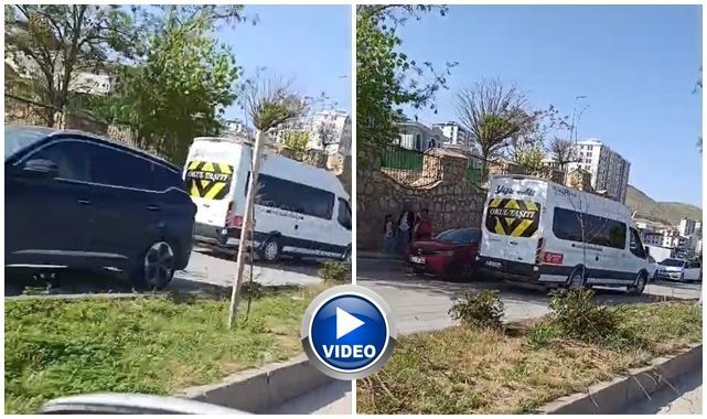 Öğrenci servisi ters yöne girdi! Tehlike kameraya yansıdı