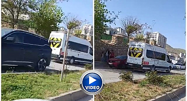 Öğrenci servisi ters yöne girdi! Tehlike kameraya yansıdı