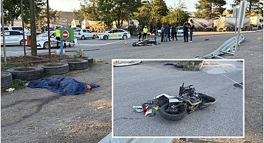 Ölüm virajında motosiklet takla attı!