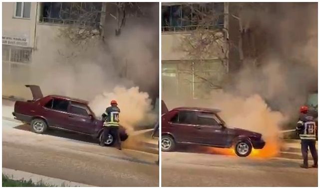 Olur'da araç yangını korkuttu