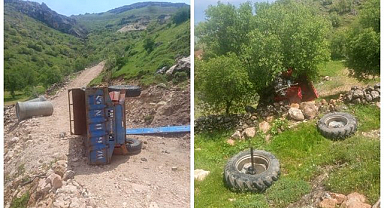 Uçuruma yuvarlanan traktörden atlayarak kurtuldu 