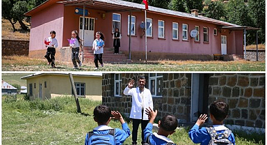 Dağların arasında karne coşkusu! İki mezrada yalnızca 7 öğrenci karne aldı