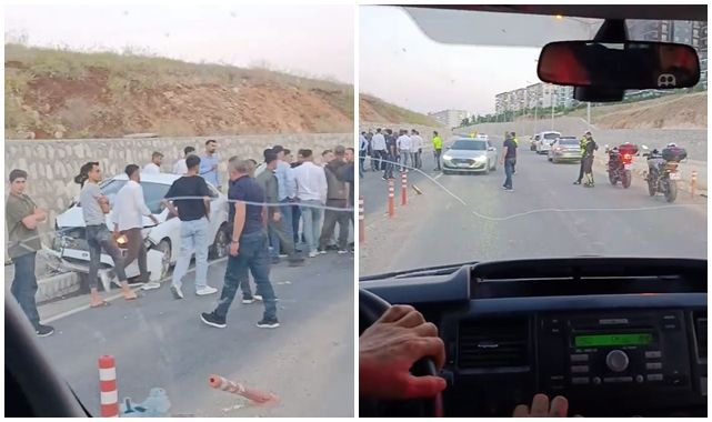 Düğün konvoyunda korkutan kaza
