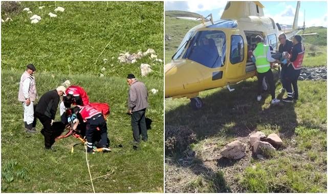 Erzurum'da çiriş otu toplarken kayalıklardan düştü