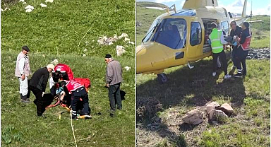 Erzurum'da çiriş otu toplarken kayalıklardan düştü