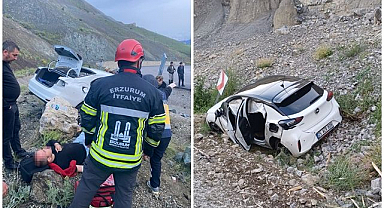 Erzurum'da feci kaza! Virajı alamayınca kontrolden çıktı