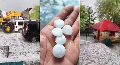 Fındık büyüklüğünde dolu yağdı