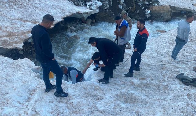 Kar kütlesinin altında kalan ineği ekipler kurtardı