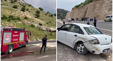 Karşı şeride geçen araç kazaya neden oldu