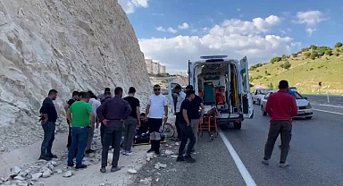 Kontrolden çıkan motosiklet devrildi