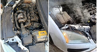 Seyir halindeki otomobil alev aldı   