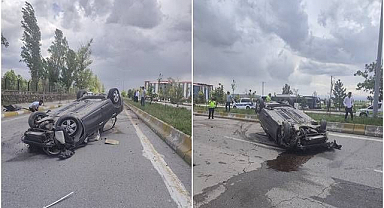 Takla atan aracın sürücüsü yaralandı