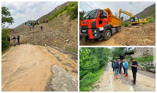 Tortum'da heyelan! Mahallelere ulaşım kapandı