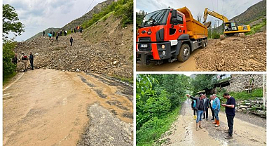 Tortum'da heyelan! Mahallelere ulaşım kapandı