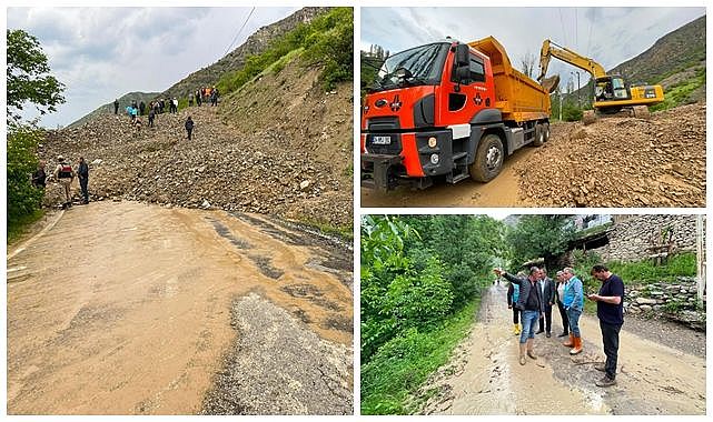 Tortum'da heyelan! Mahallelere ulaşım kapandı