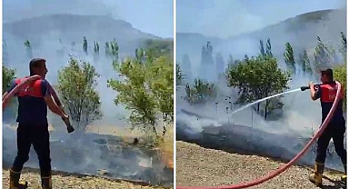 Alevlerin sardığı bahçede hasar oluştu