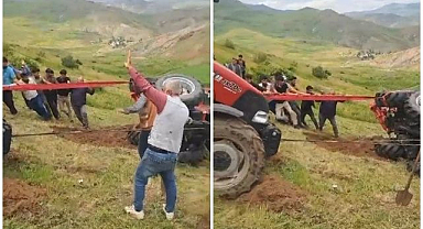 Devrilen traktör için köylüler harekete geçti