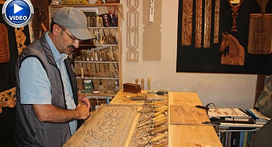 Erzurum'da ahşaba sanat katan usta!