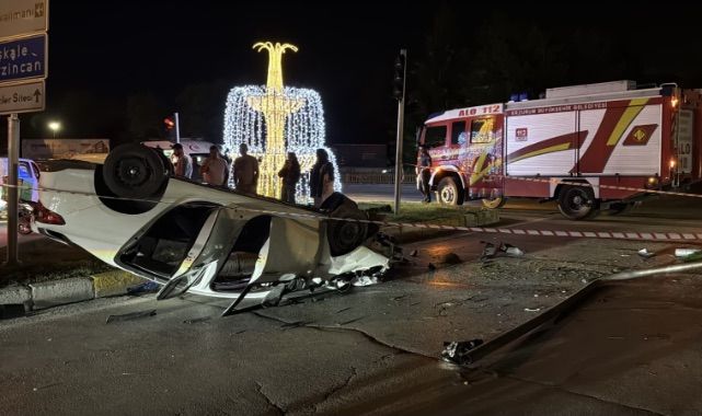 Erzurum'da takla atan araçta 3 kişi ağır yaralandı