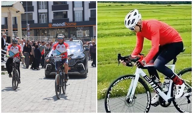 Olaylı Ardahan Valisini bisikletli sporcular uğurladı