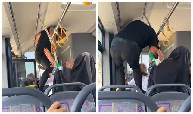 Otobüste tekmeli, yumruklu kavga!