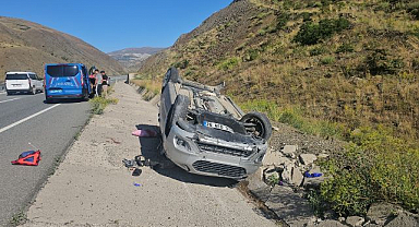Takla atan araçta korku dolu anlar