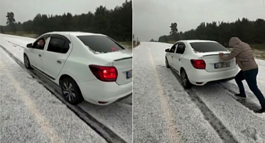  Ağustos ayında kış sürprizi! Araçlar yollarda mahsur kaldı