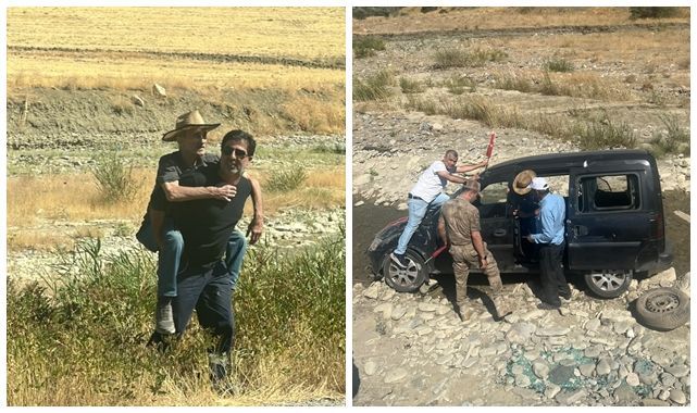 Araç dere yatağına savruldu, yardıma vatandaşlar koştu 