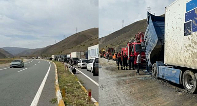Kara yolunda heyelan! Kilometrelerce araç kuyruğu oluştu