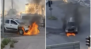Seyir halindeki otomobil alev aldı! 