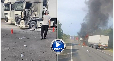 Sınır kapısında dron saldırısı! Türk tırcılar dehşet anlarını kaydetti   