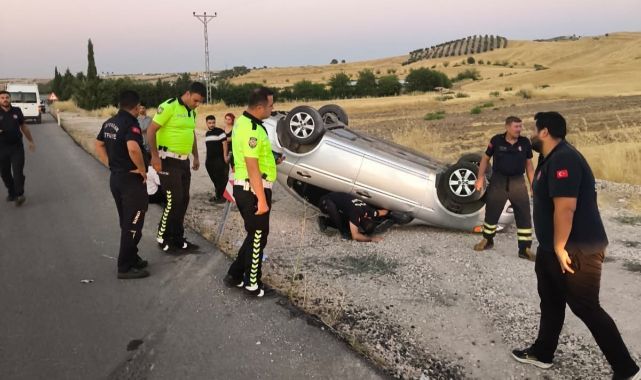 Takla atan araçta korku dolu anlar!